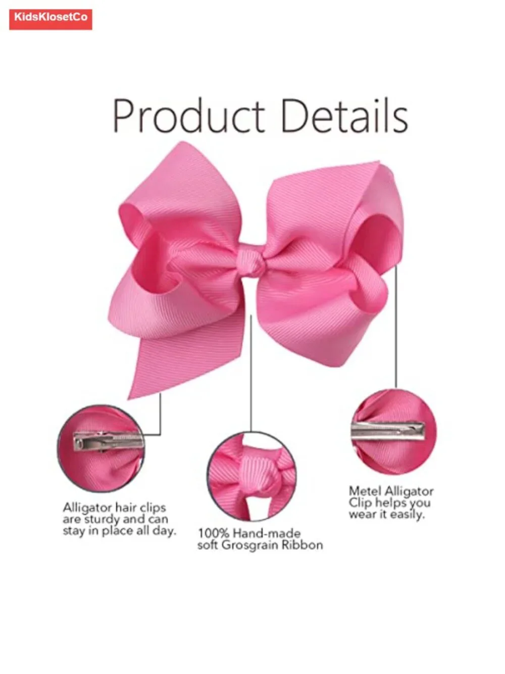 30pcs 6 Inch Grosgrain Ribbon Hair Bows with Alligator Clips